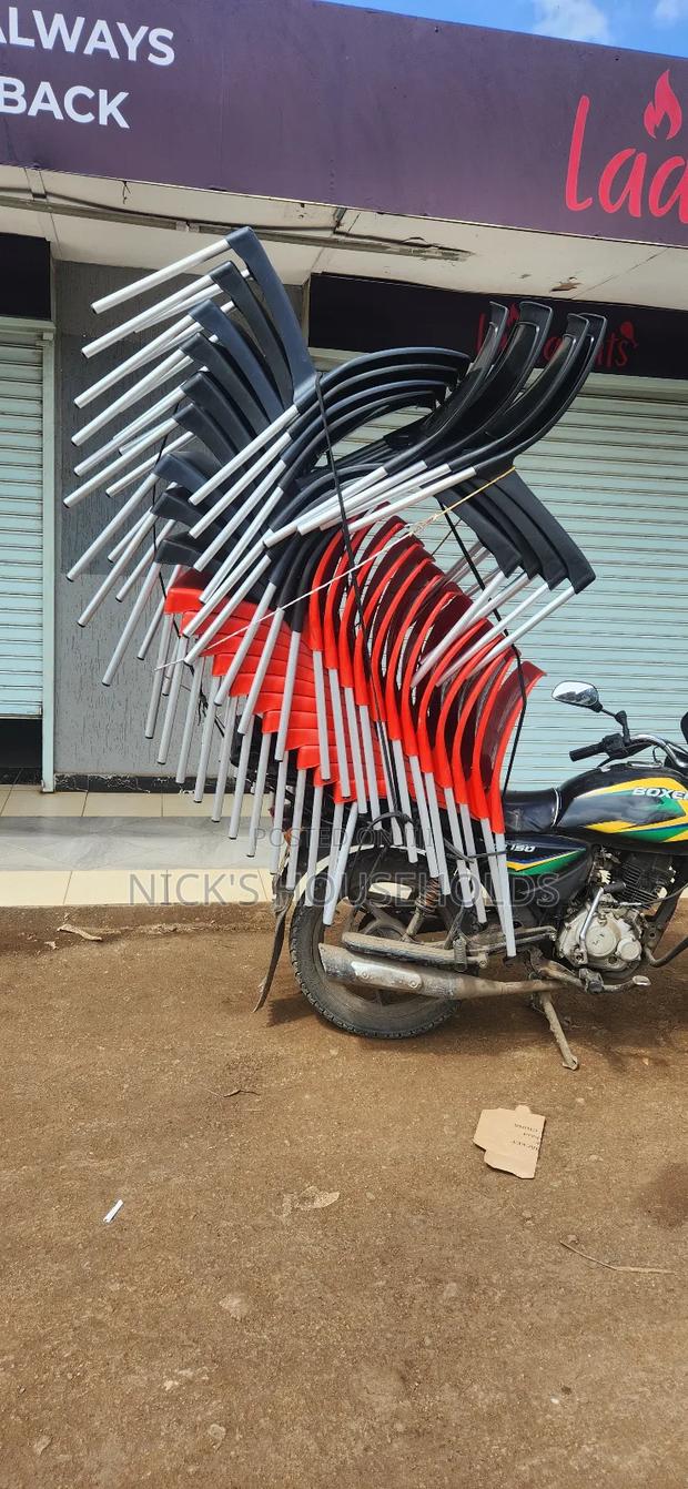 Red, Black Plastic Chairs, Bruno Plastic Chairs With Metal - main view