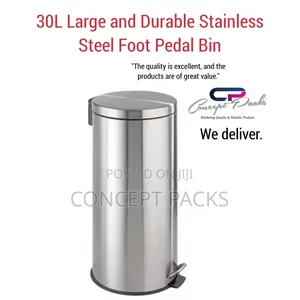 30l Large and Durable Stainless Steel Foot Pedal Bin