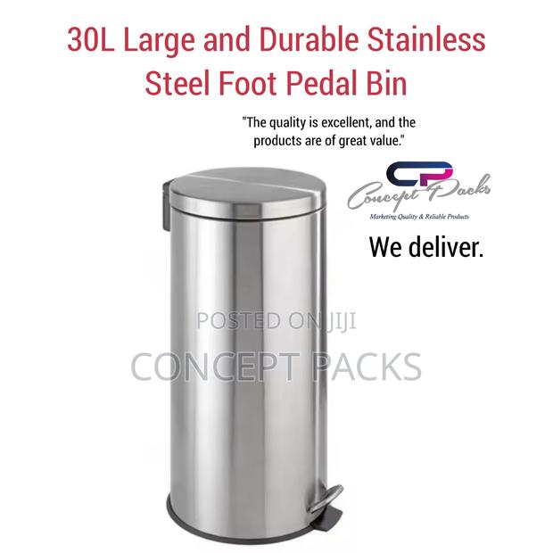 30l Large and Durable Stainless Steel Foot Pedal Bin