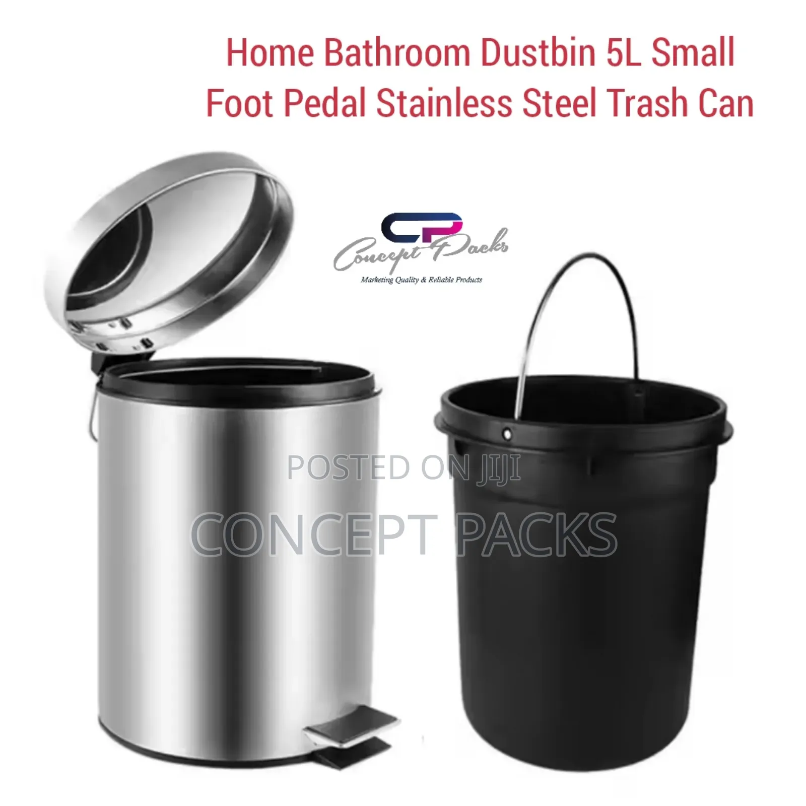 Home Bathroom Dustbin 5lfoot Pedal Stainless Steel Trash Can