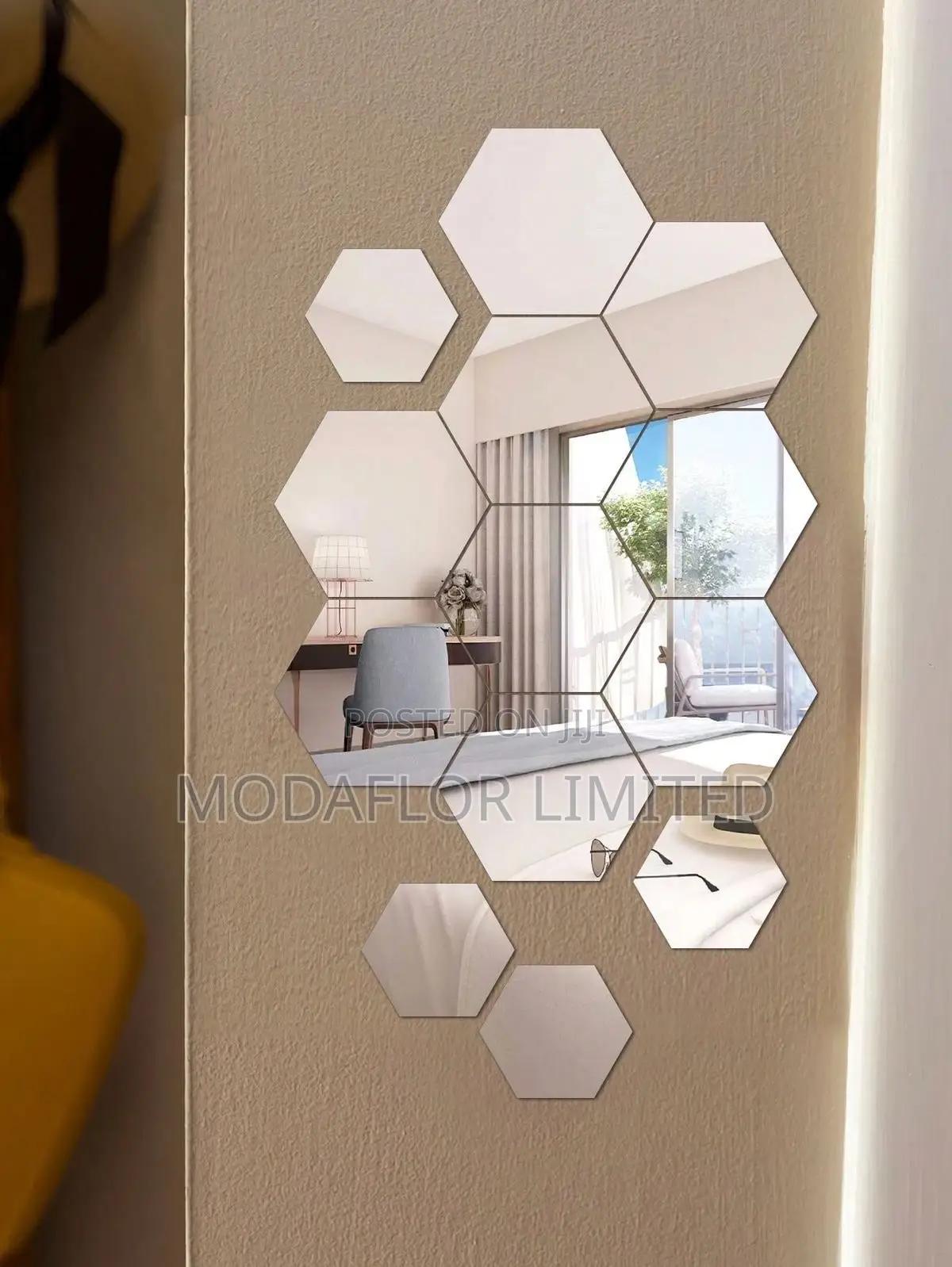 A Set of Decor Mirrors Hexagon Mirrors