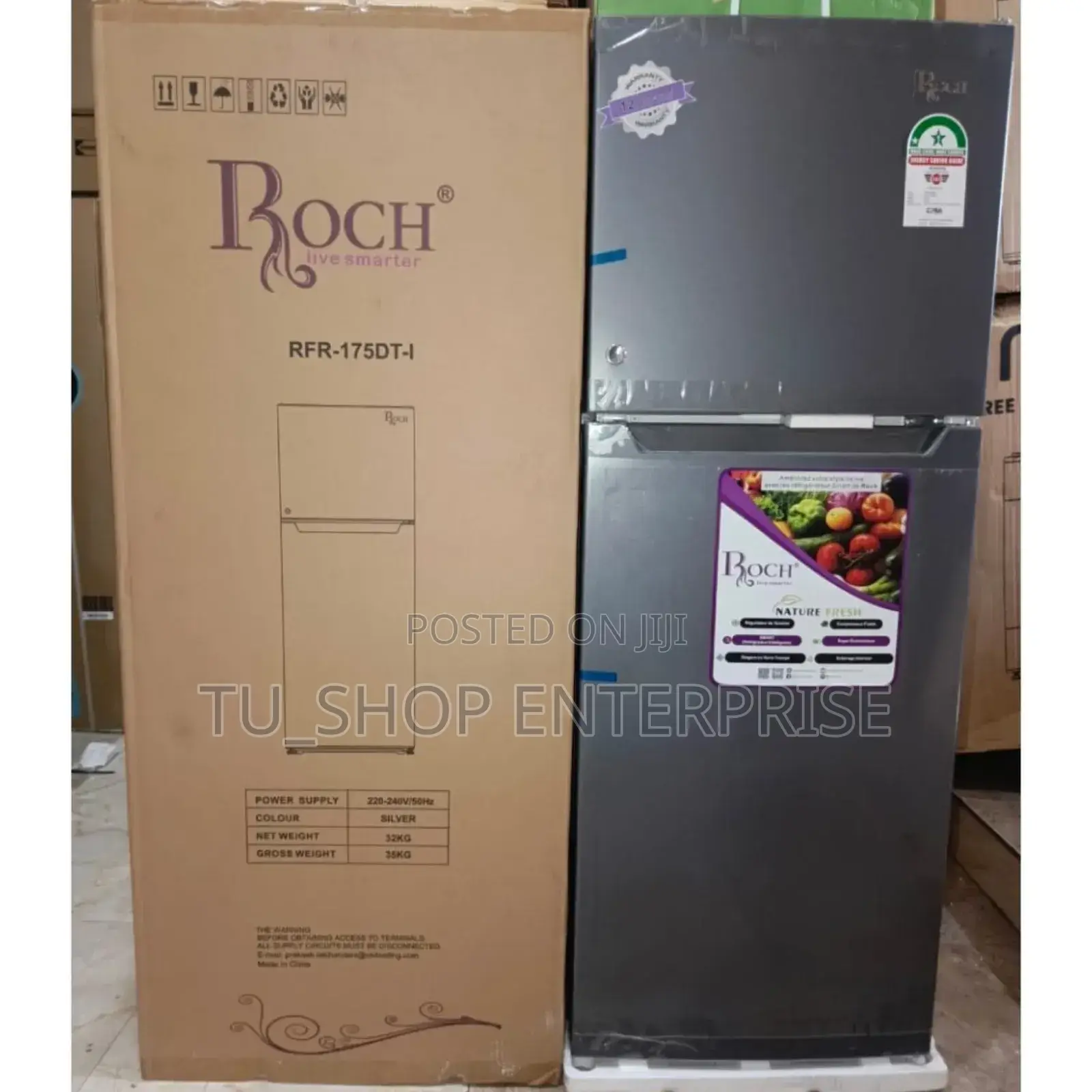 Refrigerator! Roch 175-Dt-I Double Door - Silver