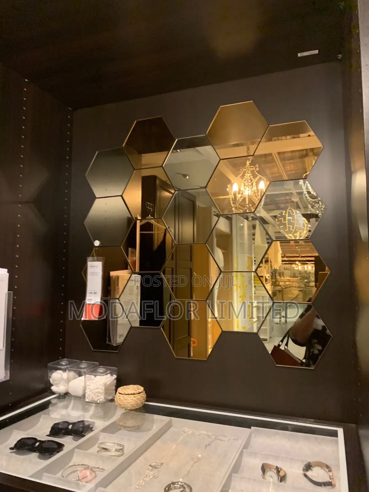 Hexagon Mirrors a Set of Geometric Decor