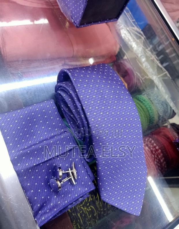 Royal Purple Pin Dotted Tie Sets - main view