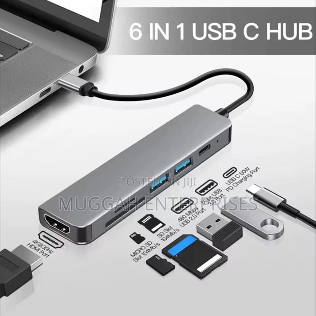 6 In1 Usb Hub Adapter With Hdmi Type C