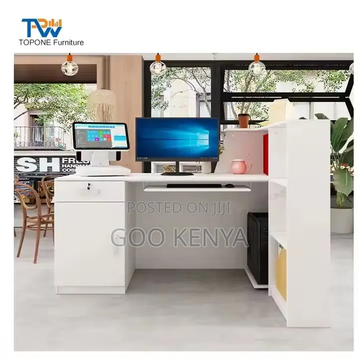 Office Desk ; White Pure Reception Office Desk