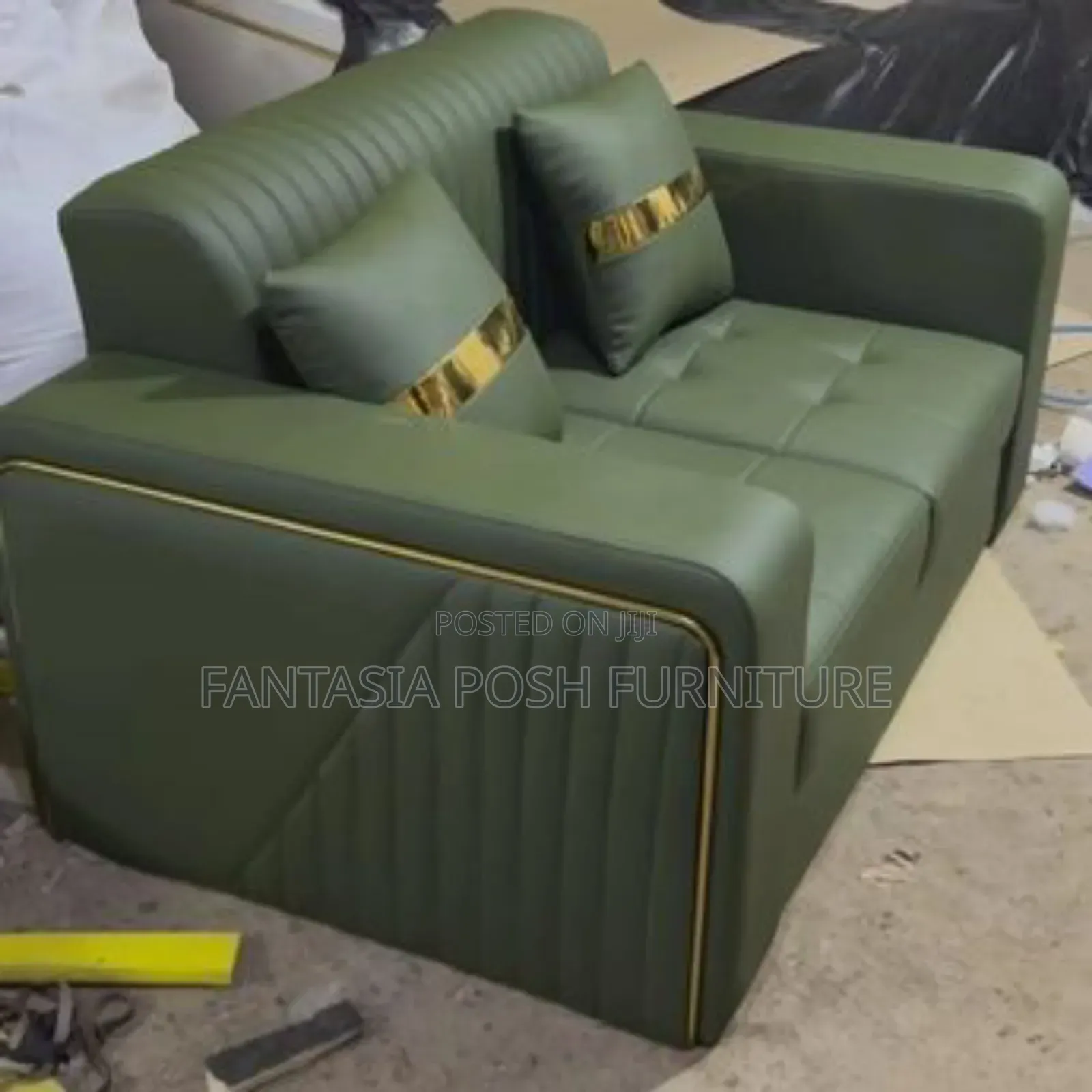 Modern Two-Seater Sofa With Geometric Side Detail