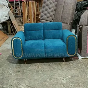 Elegant 2-Seater Sofa With Gold Detailing