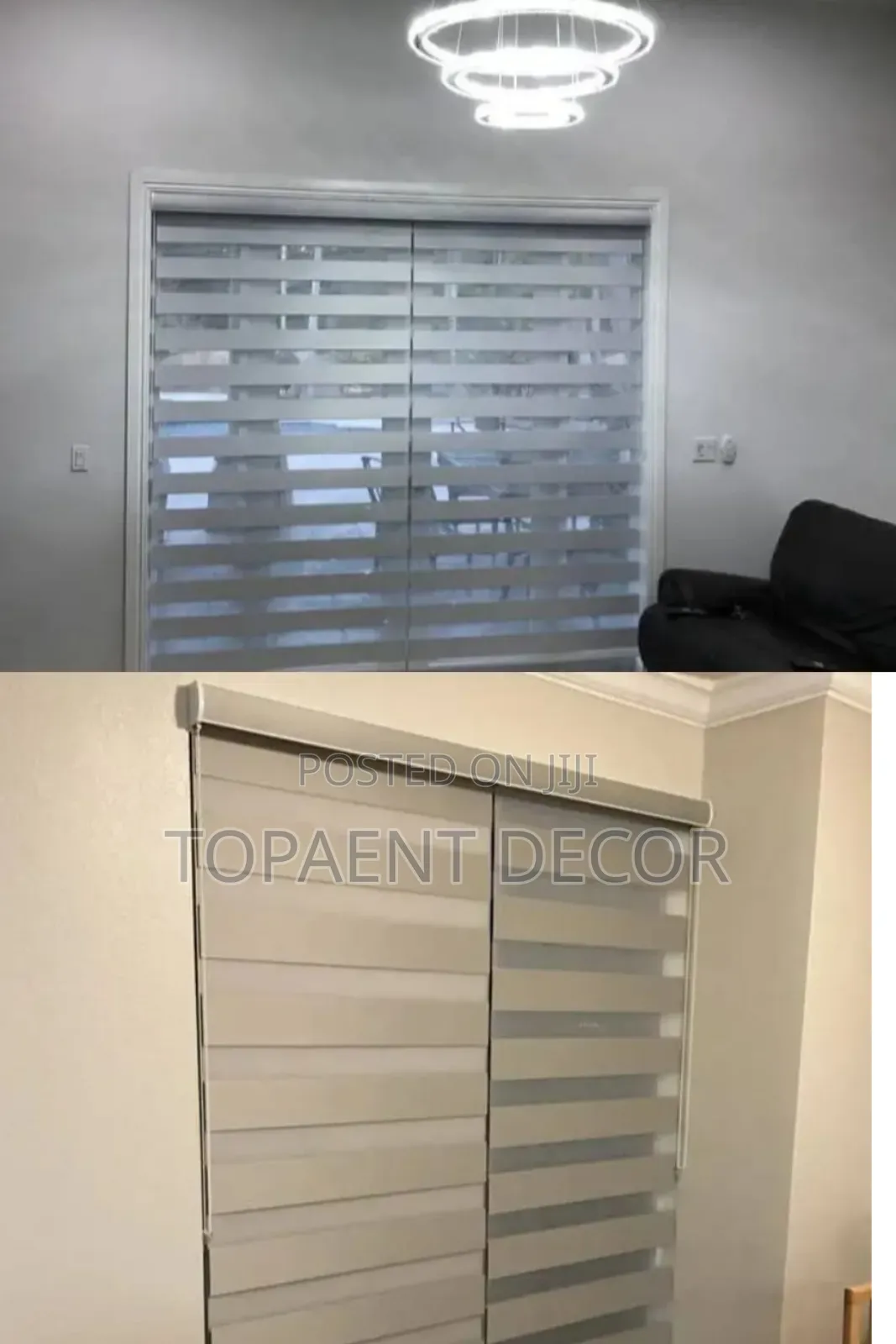 Beige and Grey Roll-Up Horizontal Office Window Blinds