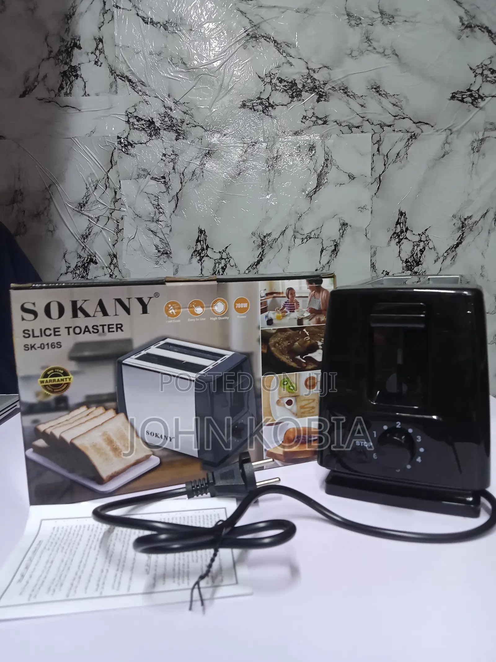 Sokany Electric 2 Slice Bread Toaster - Black