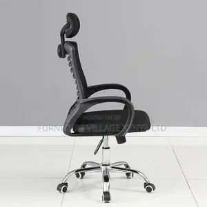 Office Chair:Airflow Fabric Backrest Ergonomic Headrest Seat