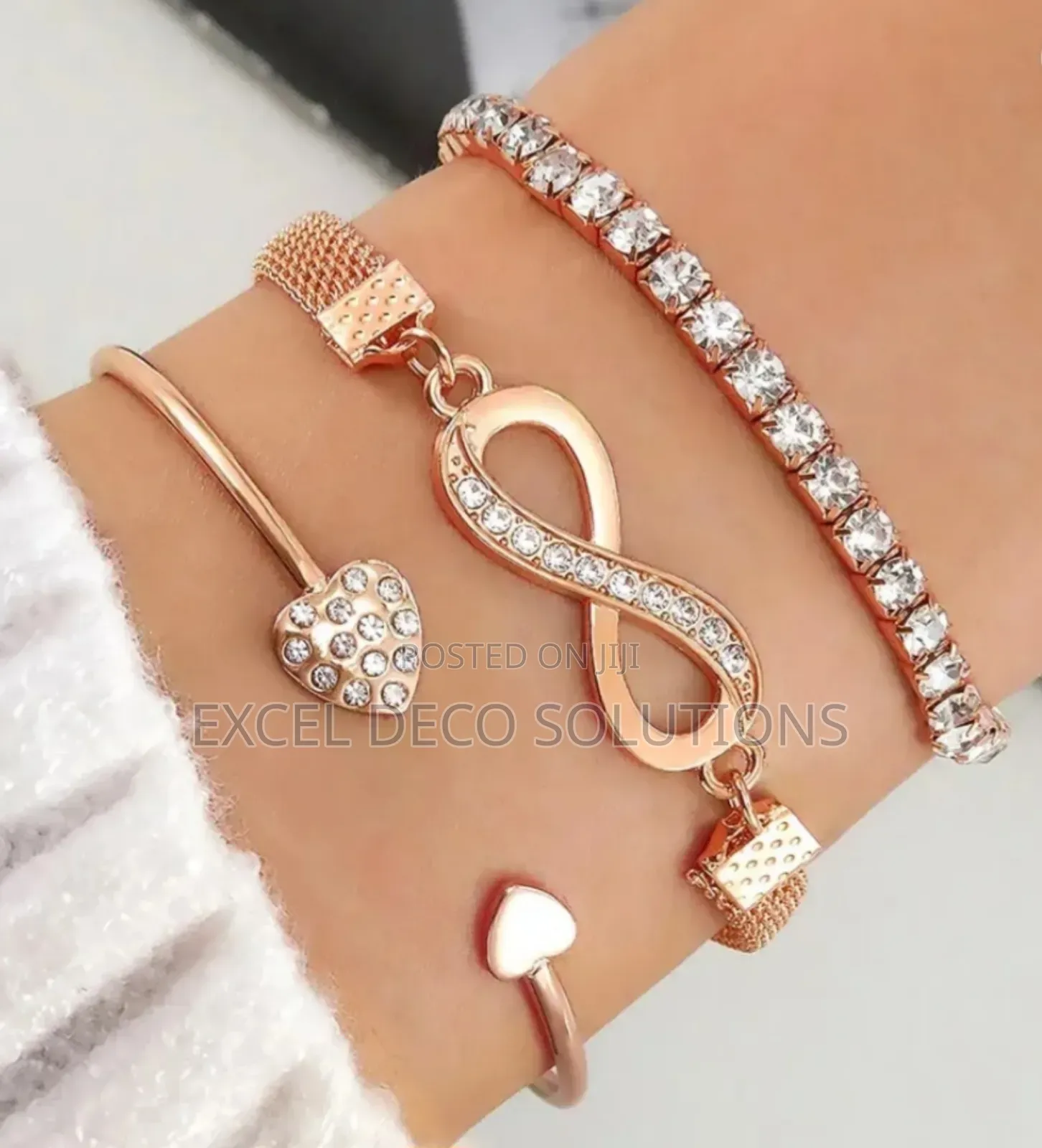 3pcs Infinity Open Heart Bracelet Copper