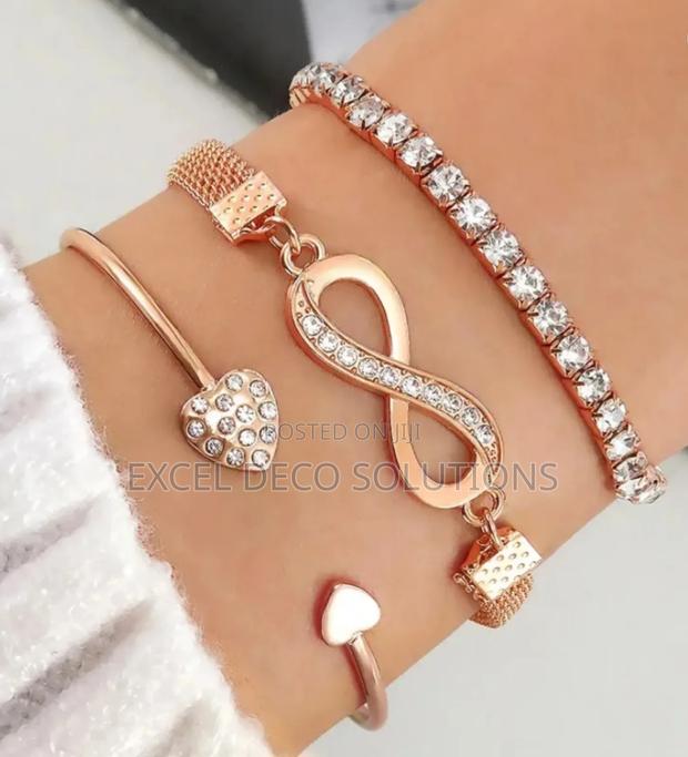 3pcs Infinity Open Heart Bracelet Copper - thumbnail 2