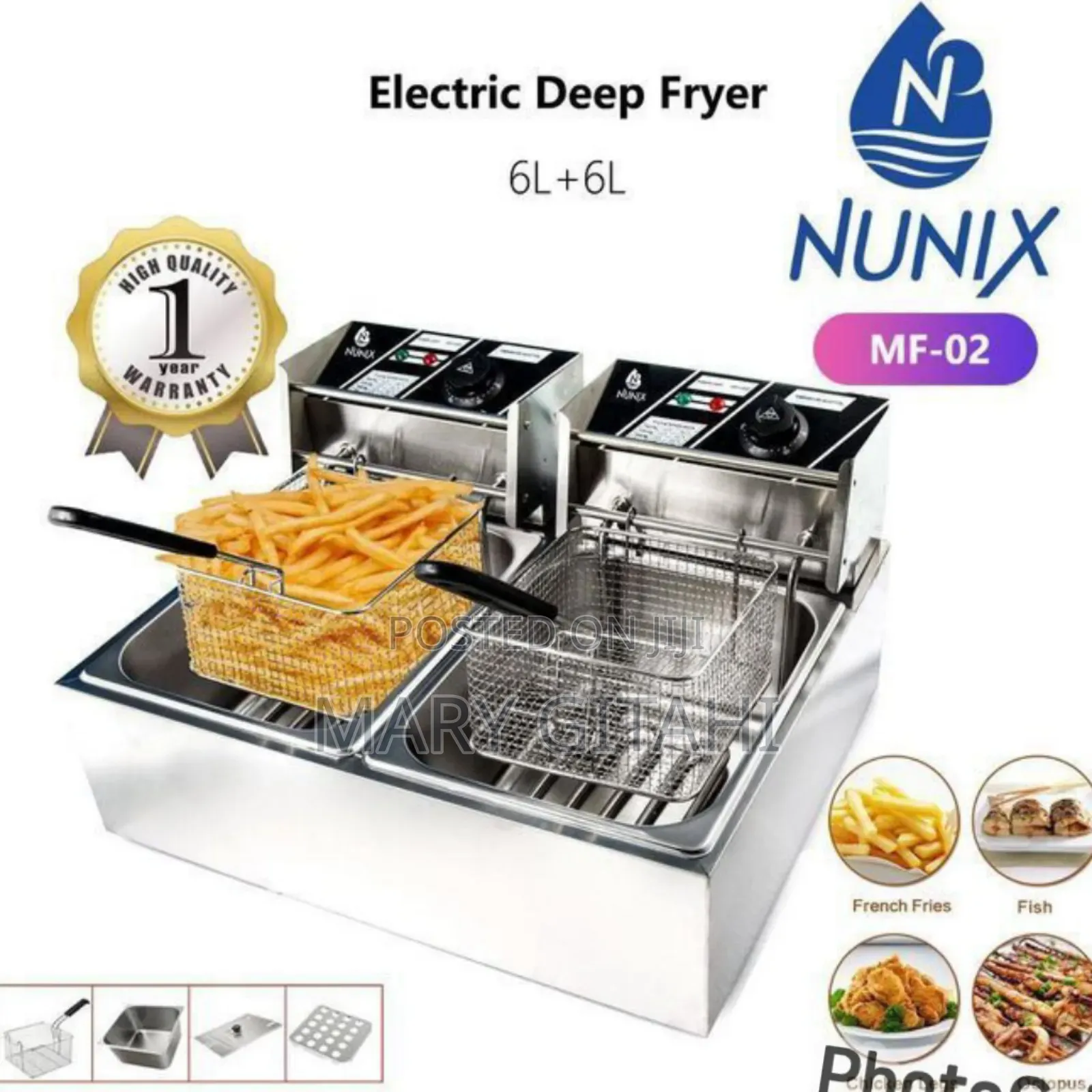 Nunix Double Deep Fryer 12 L