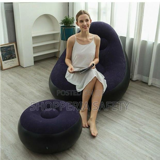 Navy Blue 2in1 Inflatable Seat With Foot Rest