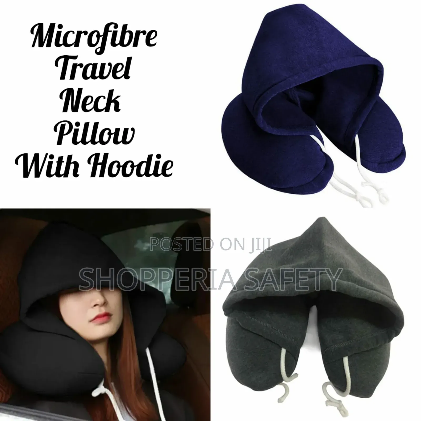 Travel Neck Pillow With Hood- Microfiber