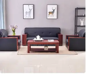 Sofas: Five-Person Leather Office Sofa Set Arrangement