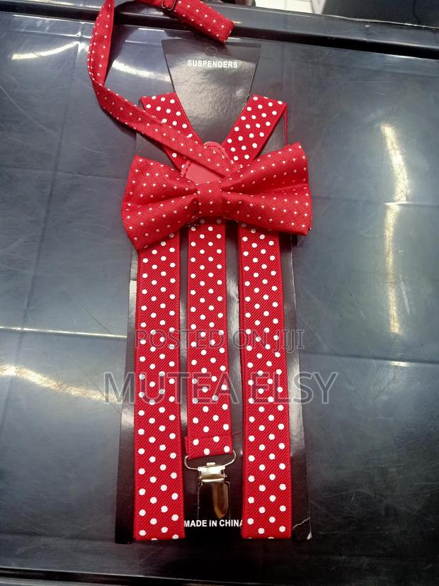 Red Polycadot Adults Suspenders Bowtie Sets - thumbnail 2