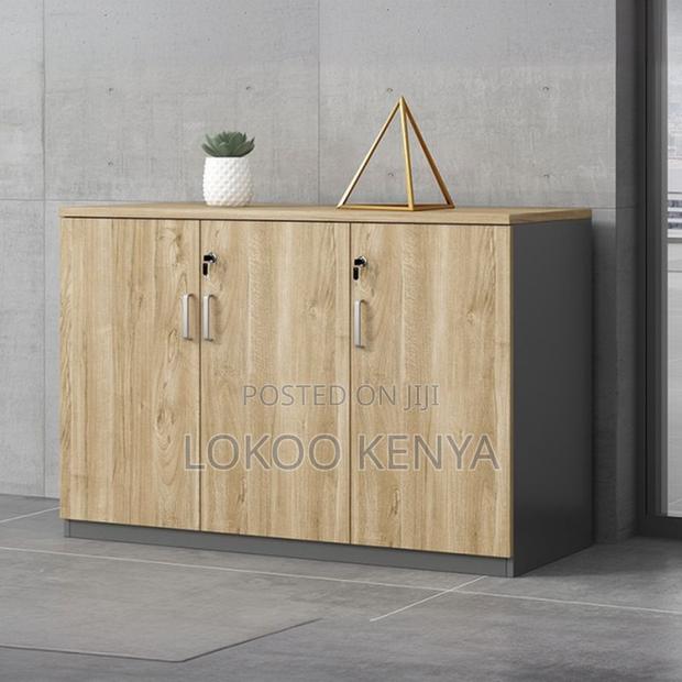Office Cabinet: 3-Door Casual Wood Office Cabinet