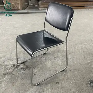 Office Chair: Simple Chrome Model Office Chair-Steel Frame