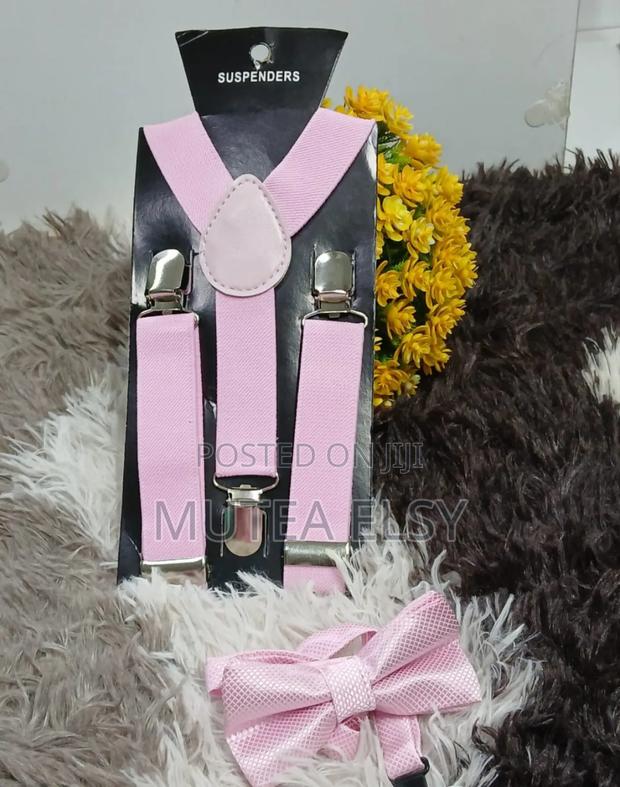 Baby Pink Dusty Pink Kids Suspenders Bowtie Sets - thumbnail 2