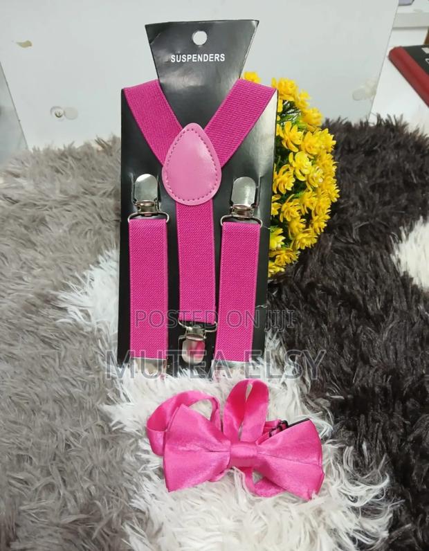 Furschia Peach Kids Suspenders Bowtie Sets - thumbnail 2