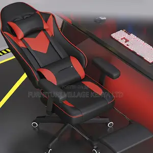 Office Chair:Modern Scarlet Gaming Chair With Leather Pillow