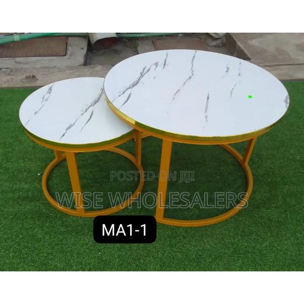 White Nesting Coffee Table Marble Effect (Mdf)