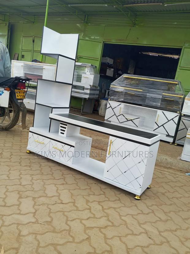 Nova White Tv Stand With Flower Shelves - main view