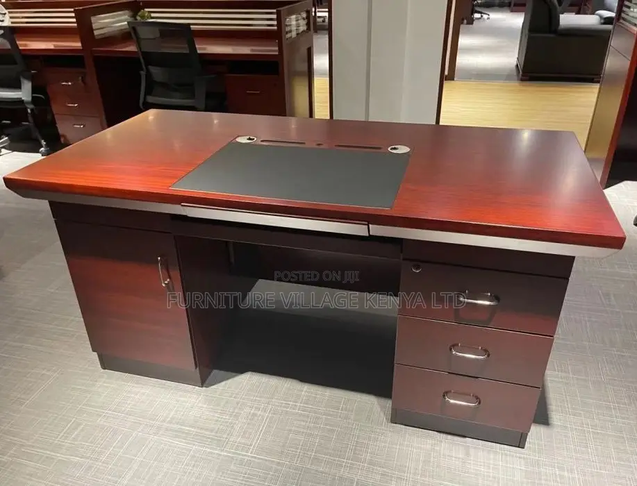 Office Desk:Fixed Executive 120cm Office Desk With Drawers