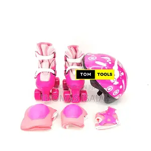 Size 28 to 34 Adjustable Kids Quad Skates and Safety Gear