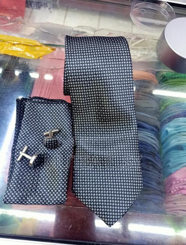 Charcoal Grey Black Dotted Tie Sets - thumbnail 2