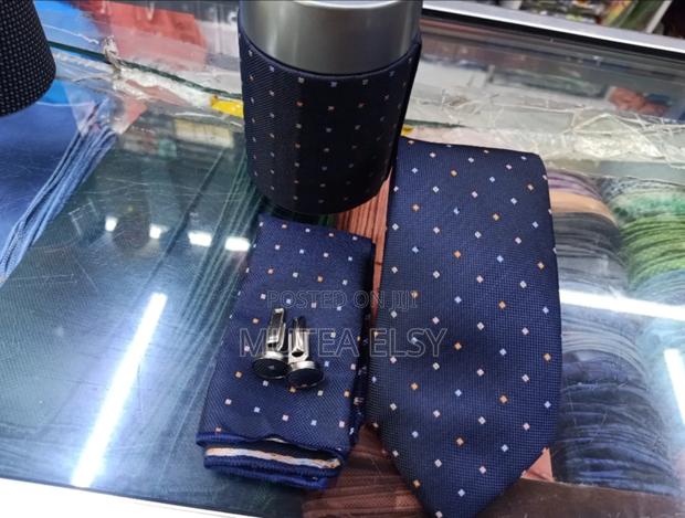 Navyblue With Orange White Dots Tie Sets - main view