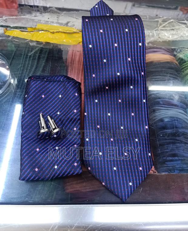 Navyblue Black Polycadot White Furschia Tie Sets - main view