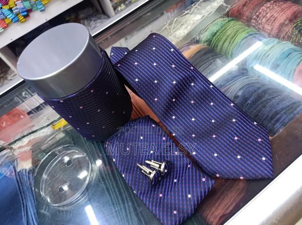 Navyblue Black Polycadot White Furschia Tie Sets - thumbnail 2