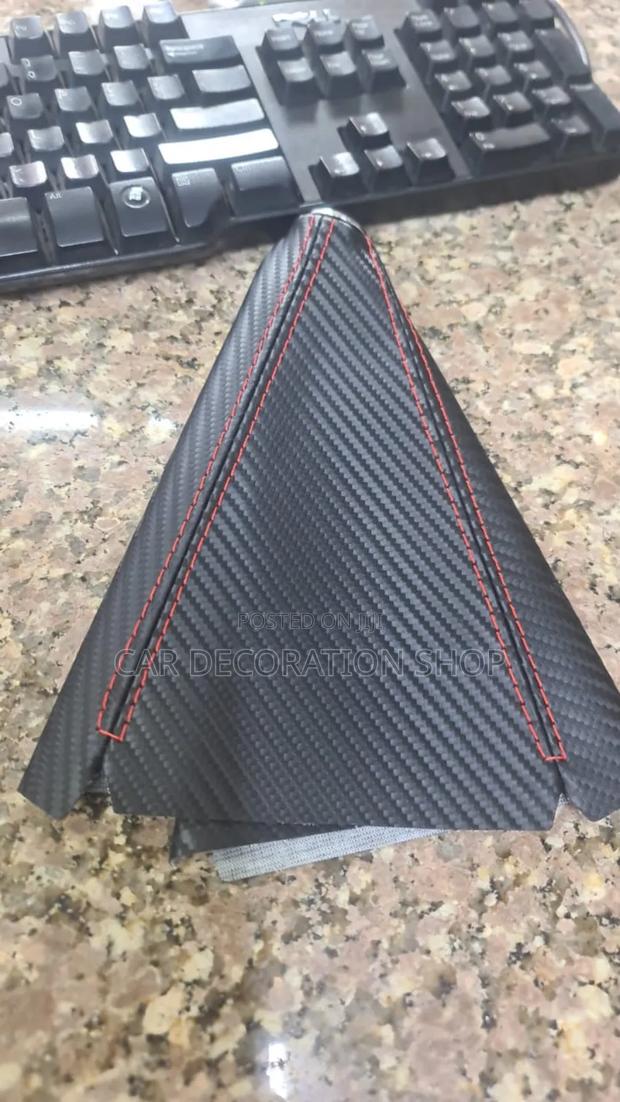 Leather Gear Knob Boot Cover With Red Stitches - thumbnail 2