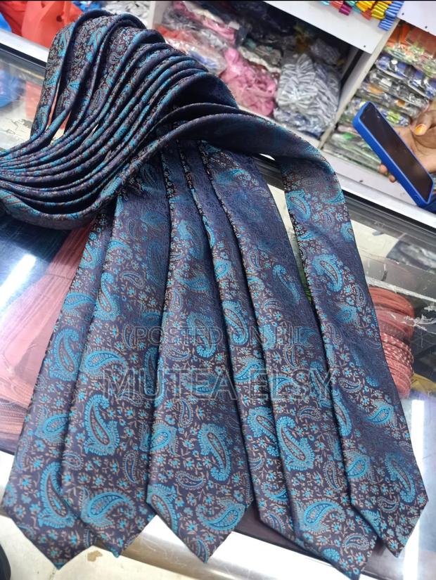 Teal Blue Coffee Brawn Executive Tie Sets - thumbnail 3