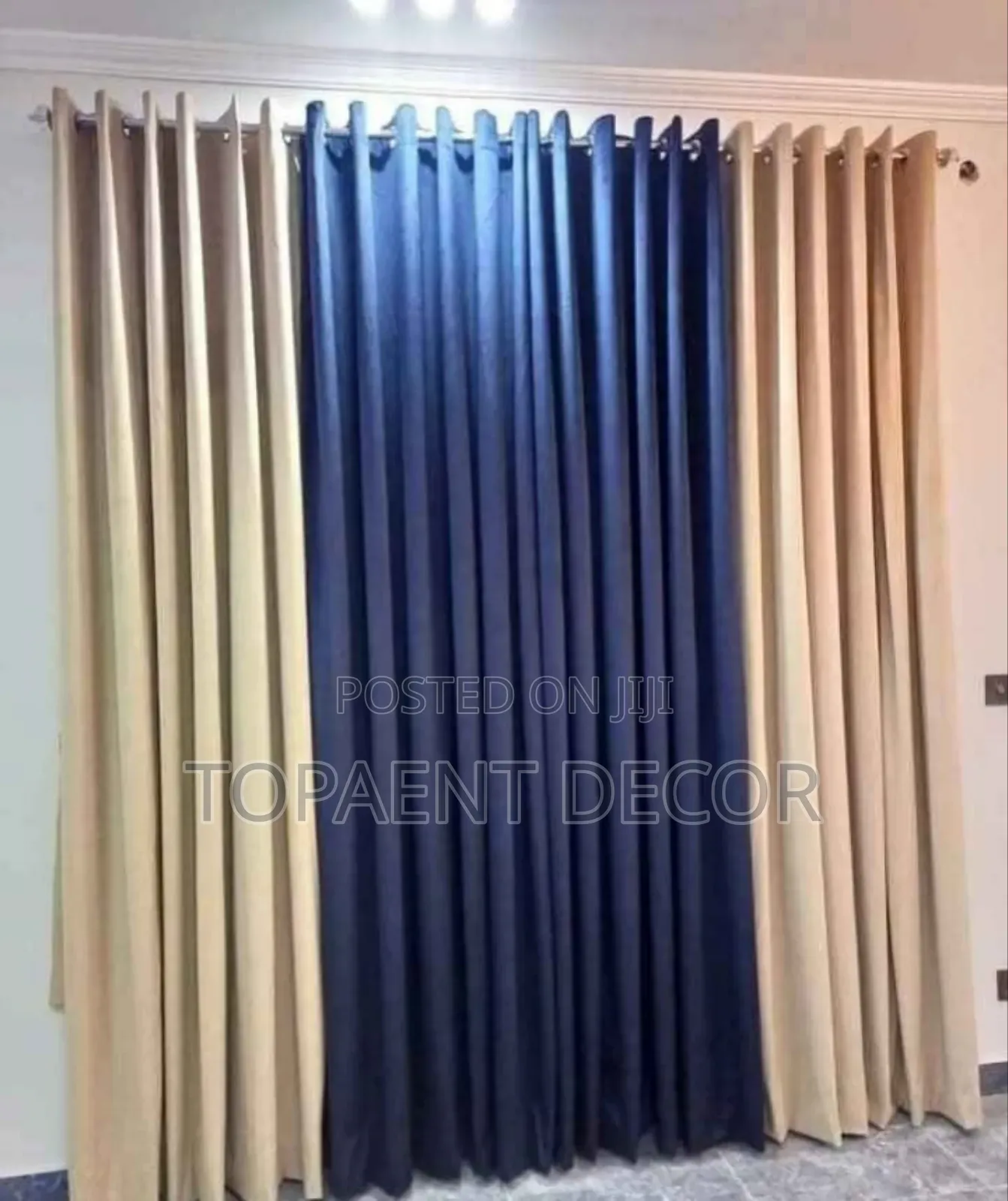 Nevy Blue and Beige House Warming Window Curtains