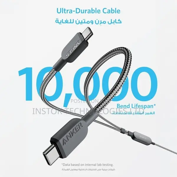 Anker 2-in-1 Usb-C to Usb-C Braided Cable 140w 4 Ft