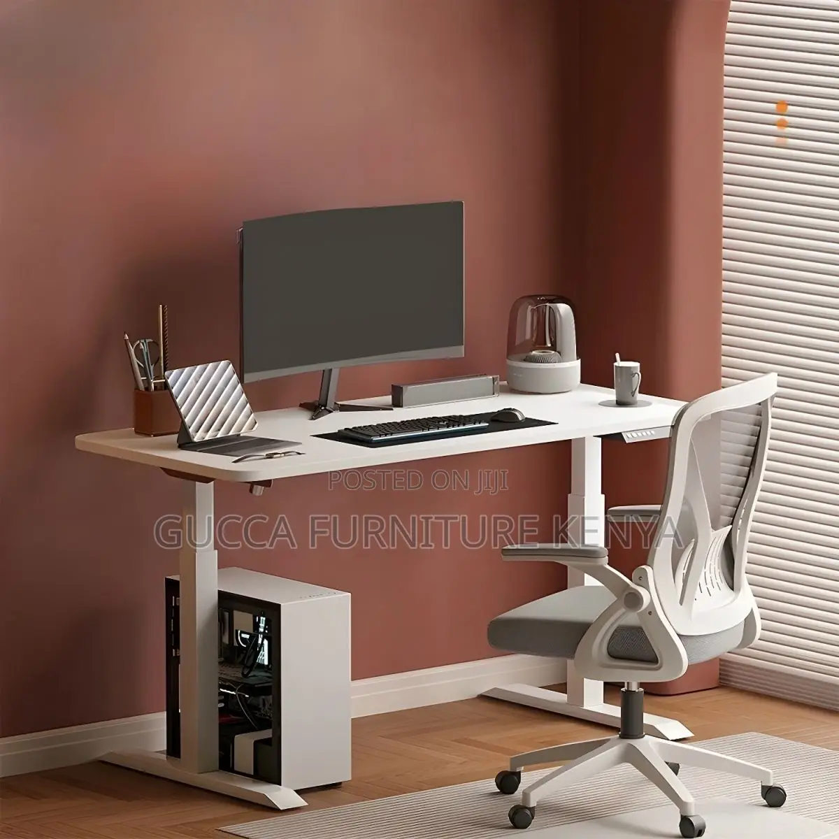 Office Desks:120cm Ergonomic Sitstand Desk With T-leg Design
