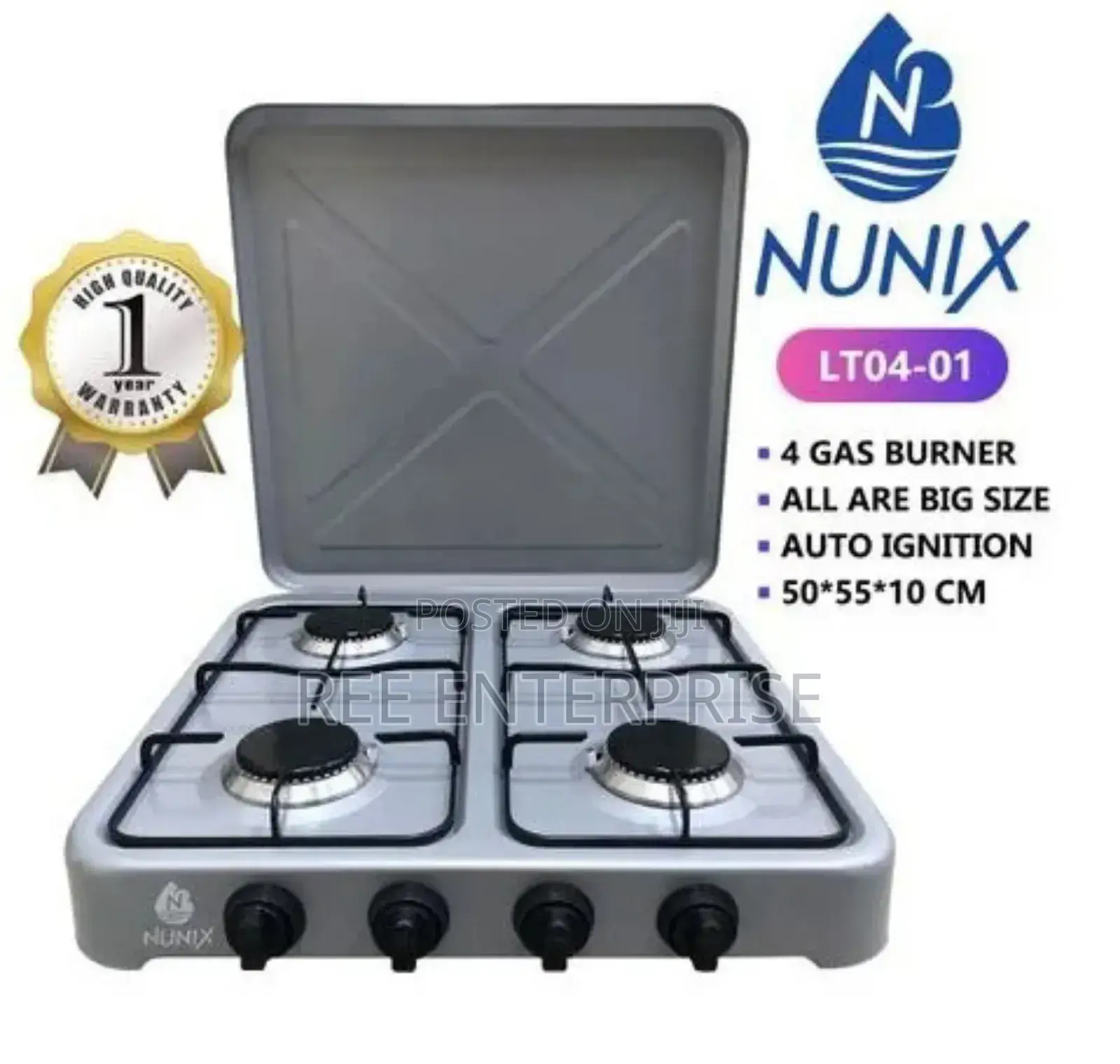 New Model Nunix Full Gas 4 Burner Table Top Cooker