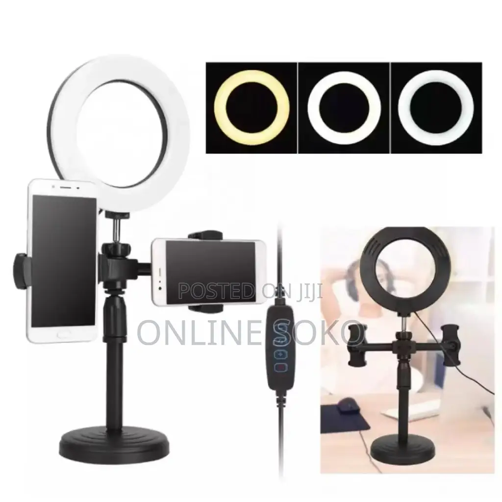 Live Streaming Desk Selfie Ring Light Stand Phone Holder