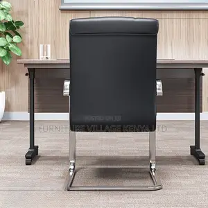 Office Chair: Refined Fixed Leather Executive Chair – Black