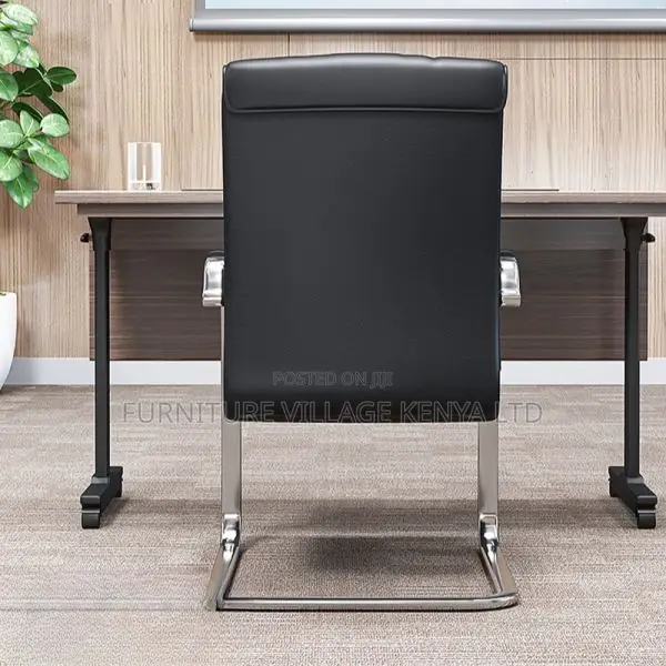 Office Chair: Refined Fixed Leather Executive Chair – Black