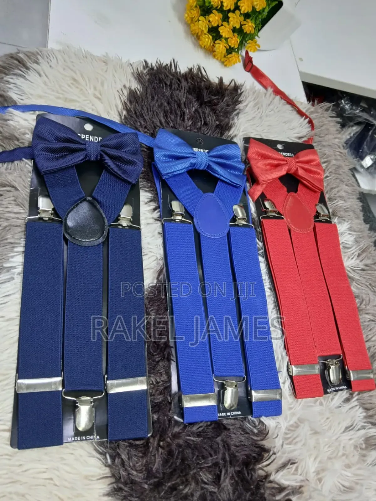 Maroon Suspender and Bowtie