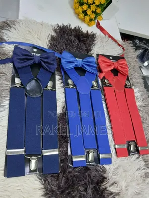 Maroon Suspender and Bowtie