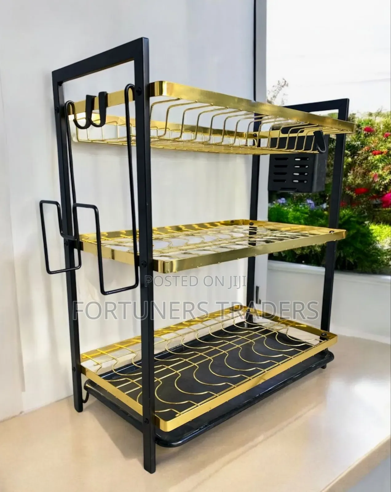 3 Tier Gold and Black Dish Rack