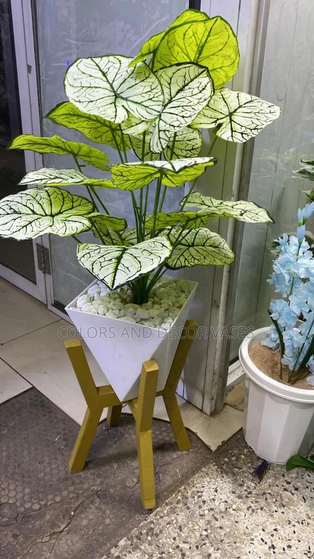 Flower Plant on Stand and Vase