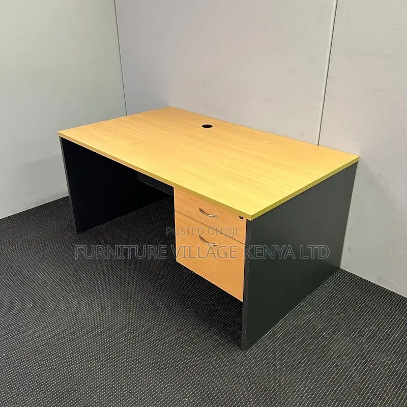 Office Desk: Cherry-Finish Rectangular Office Desk-120cm