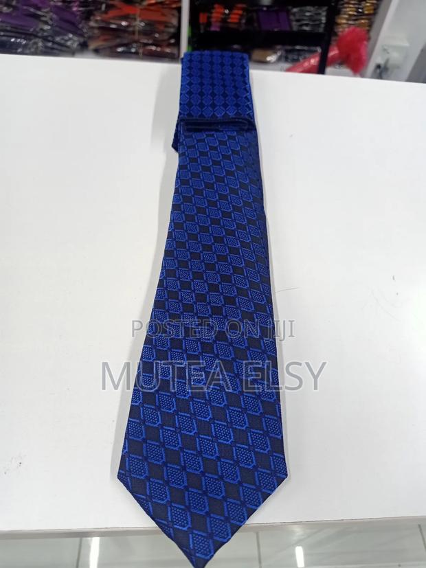 Royal Blue And Black Khazna Tie Sets - thumbnail 2